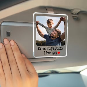 Fathers Day Gift for Dad,Personalized Dad Car Visor Clipn,Drive Safe Daddy Gift Idea,Custom Picture Frame Dad Gift,New Dad Gift from Kids
