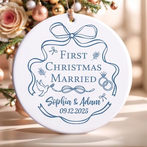 Custom First Christmas Married Ornament,Wedding Ornament Gift,Personalized Holiday Couple Gift,1st Anniversary Gift,Wedding,Newlywed Gift