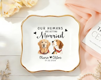 Custom Pet Portrait Ring Dish, Engagement Gift For Her, My Humans Are Getting Married, Personalized Dog Portrait Jewelry Trinket Dish32