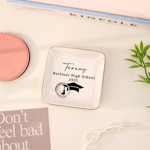Personalized Graduation Jewelry Dish,College Graduation Gift,Daughter Grad Gift,Class of 2025 Gifts,High School Gifts,Masters Degree Gift