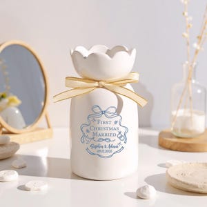 Ceramic Wedding Flower Vase With Name & Date,Custom Engagement Flower Vase,Gift for Newlywed,Engagement Gift,Wedding Gift,Bridal Shower Gift
