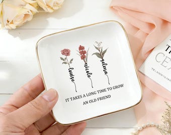 友情リングディッシュ、友人のためのジュエリーディッシュ、古い友人を育てるには長い時間がかかりますギフト、友人へのユニークなギフト、親友へのギフト