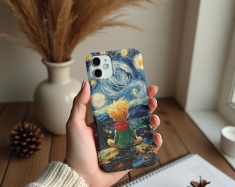 Funda para teléfono de El Principito: diseño de noche estrellada caprichosa para Apple Pixel y Samsung, bonito regalo para amantes de los libros, funda artística