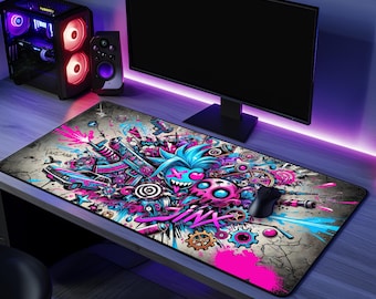 Arcane Jinx Graffiti Gaming Mousepad: Neon Desk Mat