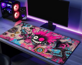 Arcane Jinx Graffiti Gaming Mousepad: Neon Desk Mat
