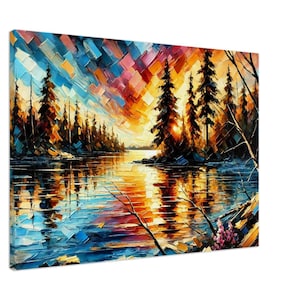 Serene Lake Sunset Canvas Print – Nature-Inspired Wall Art, Perfect for Home Decor