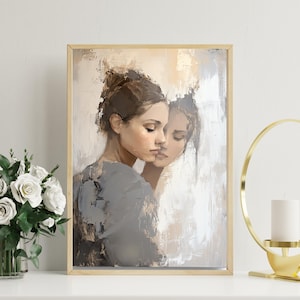 Abstract Lady Painting Woman Face Artwork Original Wall Art Faceless Portrait Painting Figurative Canvas Art Framed Woman Wall Decor