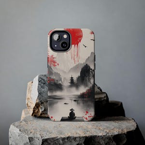 Coque pour portable paysage japonais | Design guerrier samouraï, coque pour iPhone/Samsung, cadeau technique cool, accessoires de protection pour téléphone