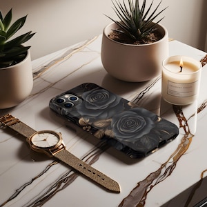 Black Rose Floral iPhone Case: Gothic Victorian Style