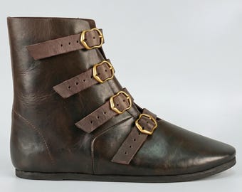 Custom Medieval Boots Buckles 15th Century | Handmade Leather Knight Boots | Renaissance Fair | LARP | Cosplay