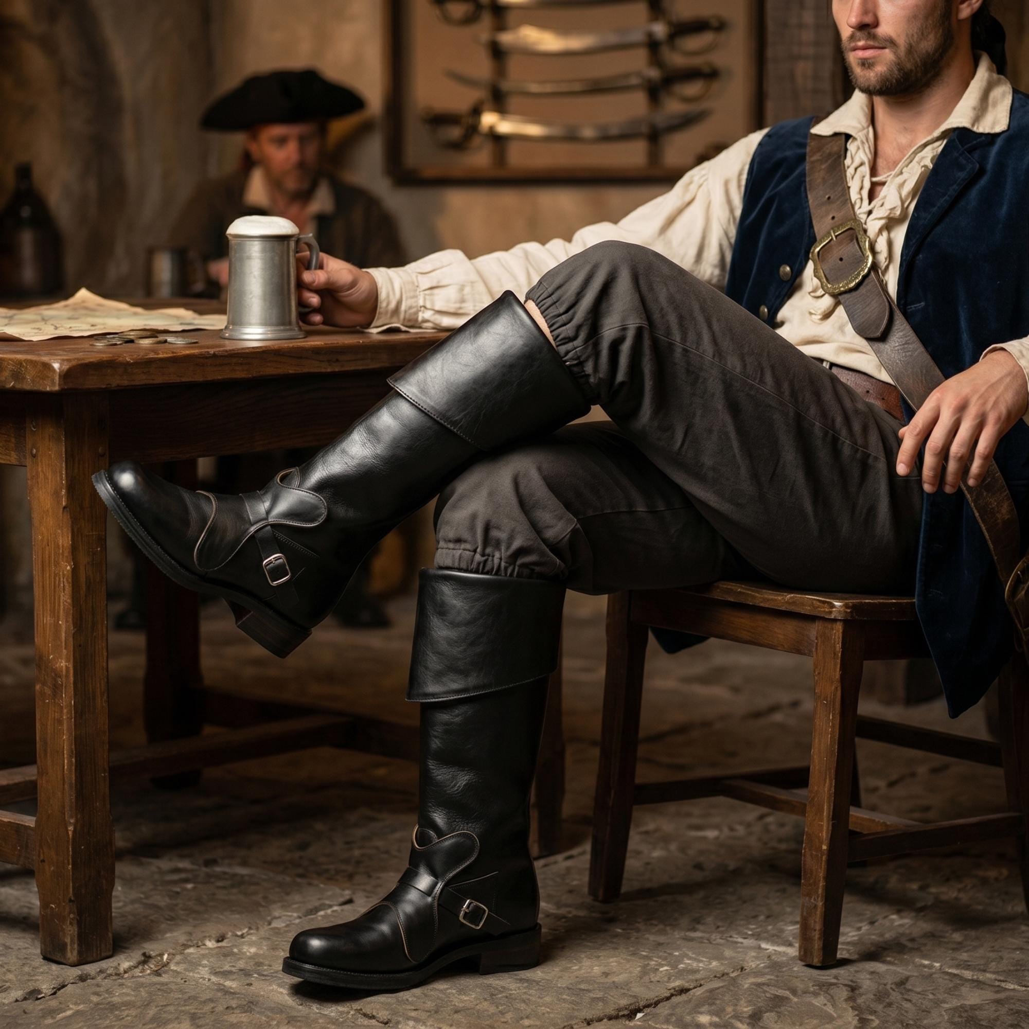 靴 Christian Peau pirate boots archive Y2K Handmade Pirate Boots – Swashbuckler Cosplay Footwear