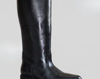 Handmade Star Wars Imperial Officer Boots: Black Leather Cosplay (Boot height 16 1/2" With Heel). All Measurements in the image below.