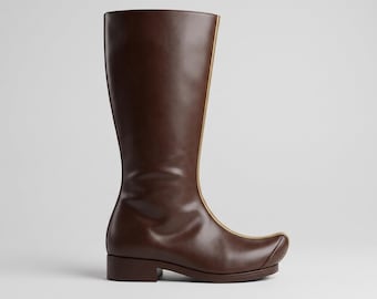 Ember Prince Boots | Anime Prince Cosplay Boots | Gold Trim Brown Boots | Fantasy Royal Boots | Upturned Toe Boots | Anime Cosplay