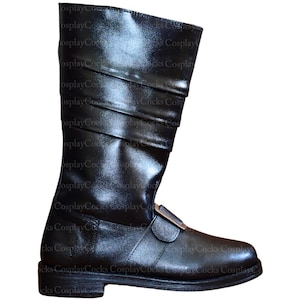 Handmade Leather Santa Boots: Plush Fur Cuff Christmas Costume