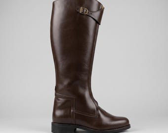 Handmade Men’s Polo Riding Boots | Genuine Leather Tall Equestrian Footwear | Front Zip Custom Horseback Boots | Historical Riding boots