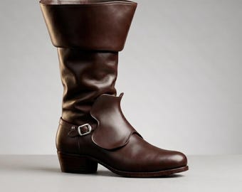 Bruna läderstövlar i kavaleriet | Musketörer, pirat, renässansmässa, lajvcosplay