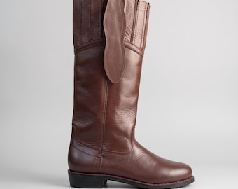 Custom Mule Ear Shooter Boots | Handmade Leather Western Preacher Boots for Cosplay, LARP, Frontier Reenactment & Old West Theater