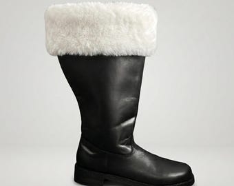 Personalized Santa Claus Fur Boots | Custom Christmas Boots | Holiday Xmas Gift | Festive Decor