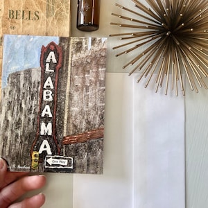 Alabama Theater Stationary, Gift for Birmingham, Al, Birmingham Notecard set w envelopes, Historic Alabama Landmark art by Barclay Gresham