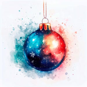 15 gekleurde kerstballen Clipart, JPG, Digitale download, Afdrukken, Wenskaarten, Achtergronden, Ontwerp, Aquarel clipart, Commercieel gebruik