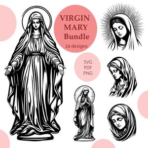 Vergine Maria Incisione/File SVG/Pacchetto Vergine Maria/File incisione/File stampa/Sublimazione/Incisione laser/Vettore/Pasqua/Cricut/Svg,Png,Pdf