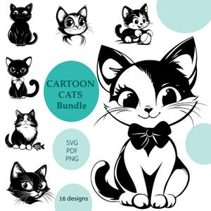 Cartoon Cats Engrave/SVG file/Cat Bundle SVG/Engrave file/Printing file/Cat Sublimation/Engrave Laser/Cricut/Animal art/Vector/Svg, Png, Pdf