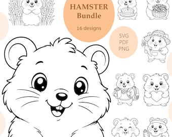 Hamster SVG 16 Vector Clipart Bundle: Laser Engraving, Animal Print, Sublimation (Digital Download)