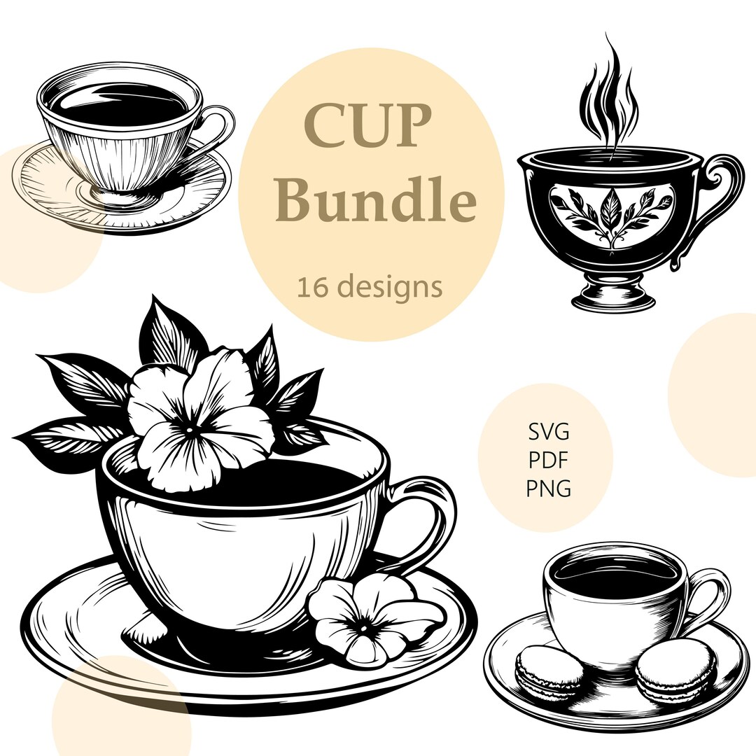 Cup of Tea Engrave/ SVG File/ Cups Bundle/ Engrave File/ Printing File ...