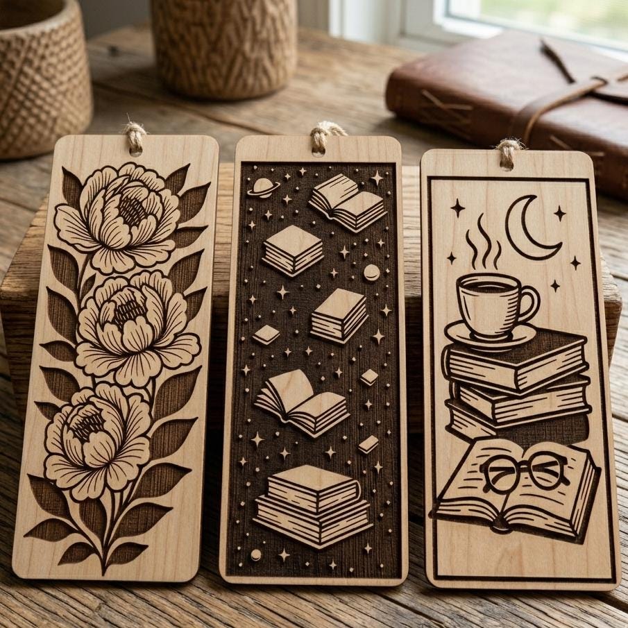 Bookmarks SVG 16 Design Vector Bundle: Engrave Laser, Print, Book Lovers DIY (Digital Download)