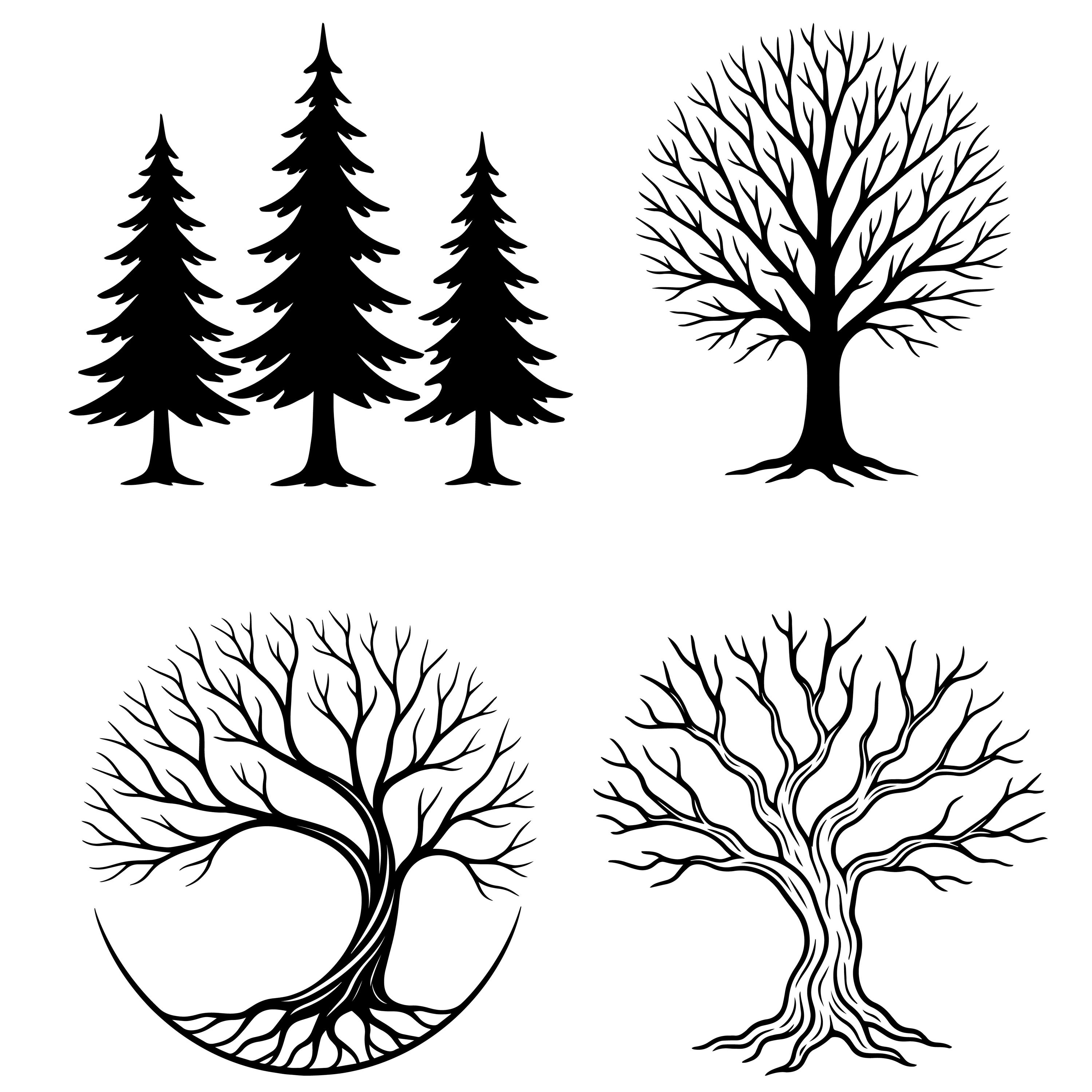 Tree SVG 16 Vector Clipart Bundle: Engrave Laser, Print, Sublimation ...