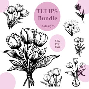 Tulips Engrave/SVG file/Tulips Bundle/Engrave file/Printing file/Flowers Sublimation/Flowers art/Engrave Laser/Vector/Cricut/Svg, Png, Pdf