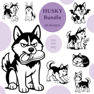 Bundle de cliparts Husky/Husky SVG/chien imprimable/sublimation/graver au laser/chien Husky vecteur/animaux de compagnie SVG/animaux de compagnie Cricut/Svg, Png, Pdf