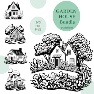 Gravure maison de jardin/ fichier SVG/ lot maison de jardin/fichier de gravure/ fichier d'impression/sublimation maison/gravure laser/Cricut/vecteur/Svg, Png, Pdf