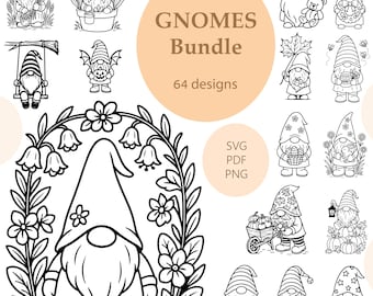 Gnomes SVG 64 Vector Clipart Bundle: Laser Engraving, Printing, DIY, Sublimation (Digital Download)