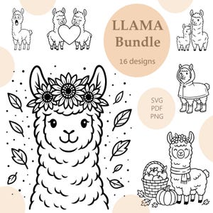 Lama à graver/Lama SVG/Lama Clipart Bundle/imprimable/sublimation/graver au laser/Animal Vector/Lama Cricut/Llama impression Design/Svg, Png, Pdf