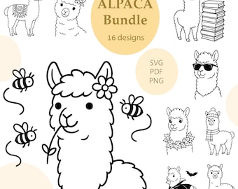 Alpaka SVG 16, Clipart-Set: Lasergravur, Sublimation, DIY (digitaler Download)