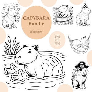 Capybara Engrave/Capybara SVG/Capybara Clipart Bundle/Printable/Sublimation/Engrave Laser/Animal Vector/Cricut/Print Design/Svg,Png,Pdf