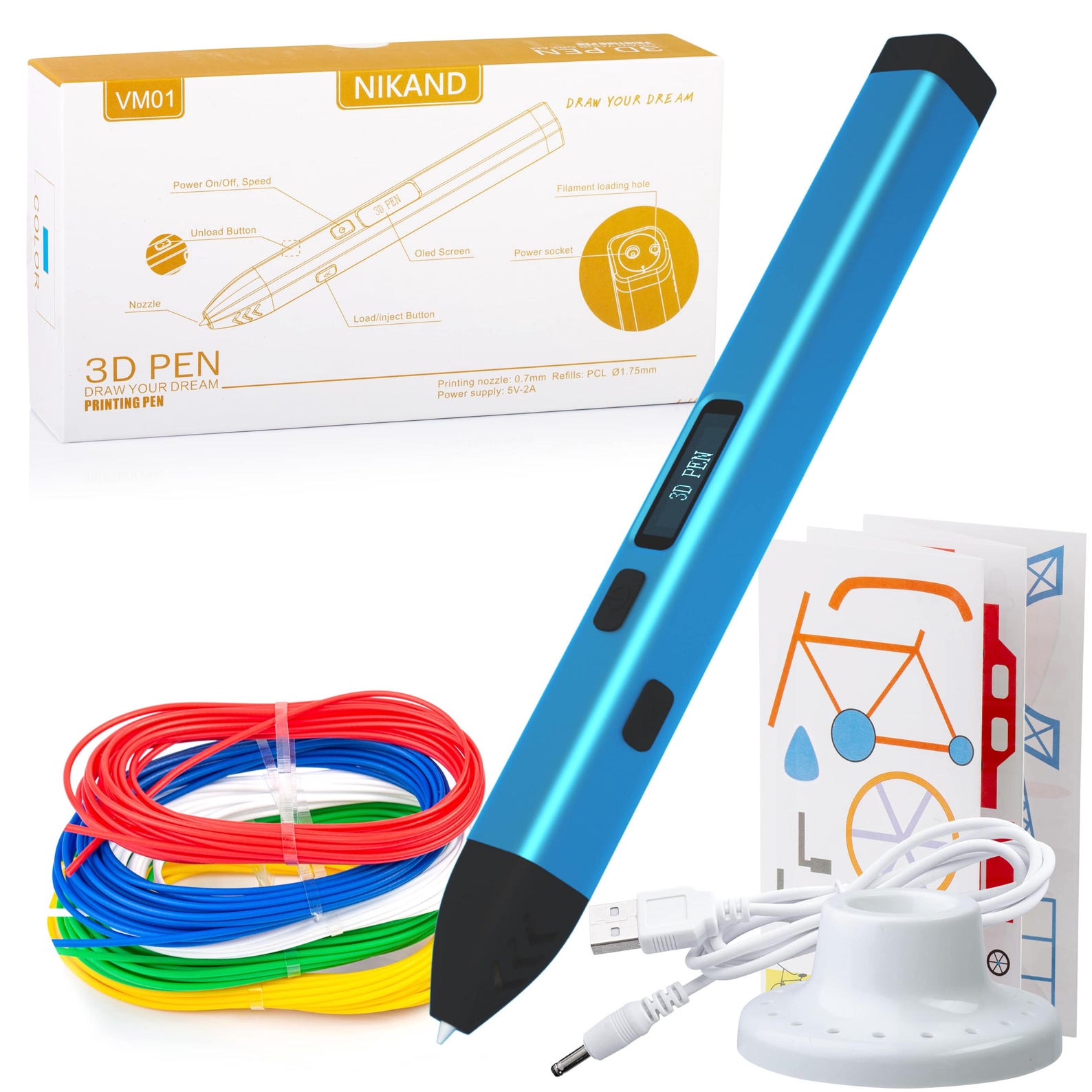 Creative 3D Printing Pen with LED Screen and main image 1