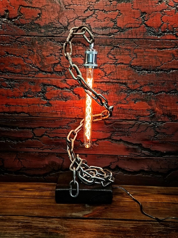 Handmade Industrial Pipe Desk Lamp, Steampunk Edison Light, Retro 