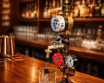 Alcoholdispenser met toonbank, LOFT-stijl, steampunk whiskydispenser, schenkmachine voor bar, pijpkaraf, origineel alcoholcadeau