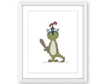 Dragon Knight Nursery Art - Kids Wall Art - Boys Room Decor