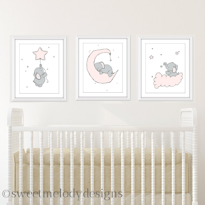 Elephant Nursery Decor Elephant Moon and Stars Safari Etsy
