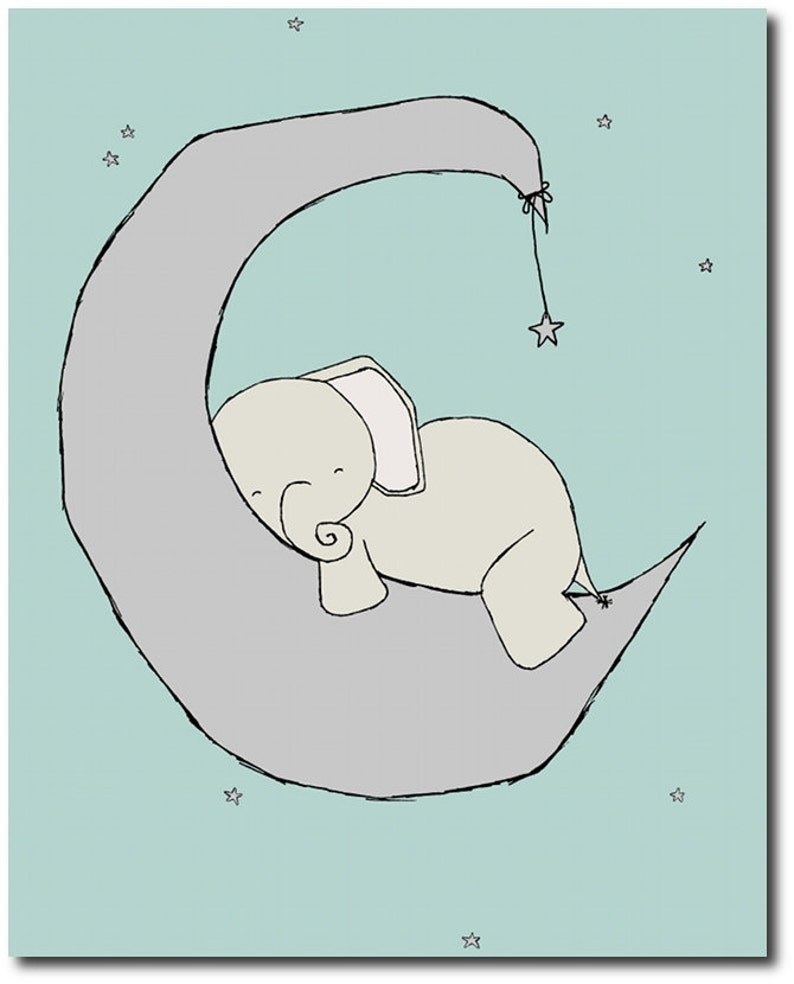 Elephant Nursery Art Teal and Gray Nursery Art Set of 3 Etsy