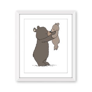 Bear Nursery Art, Woodland Baby Print, Mama and Baby Bear, Boys Room Decor, Safe In My Arms
