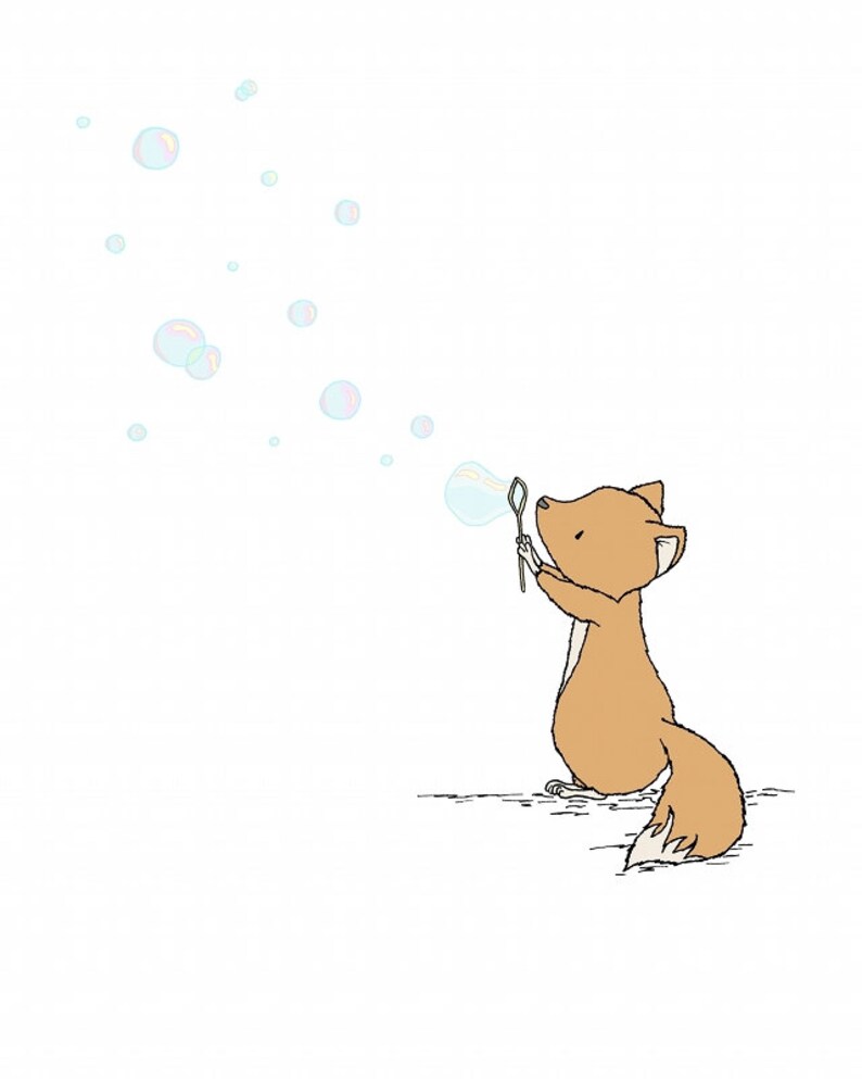 Bubbles Nursery Art Blowing Bubbles Woodland Animals Etsy