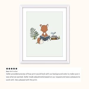 Woodland Nursery Art Print Get Lost in a Book Fox Reads A Book Art Boy Fox Illustration Woodland Animal Art image 5