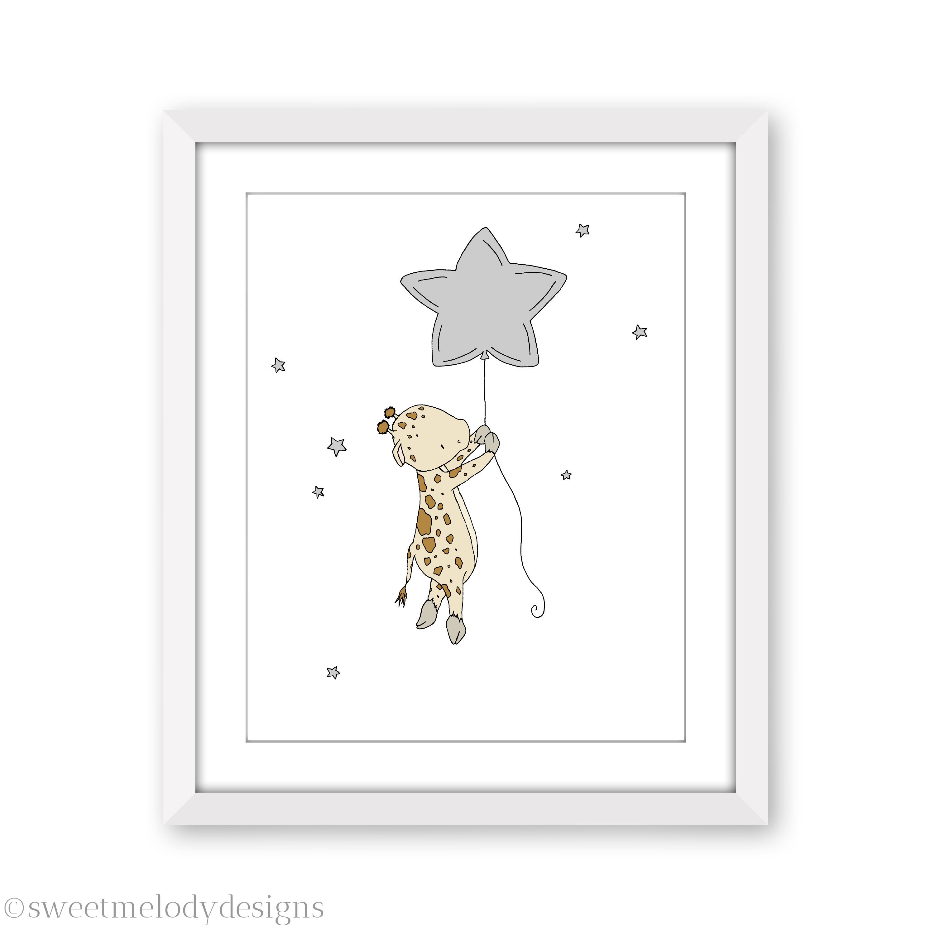 Giraffe Nursery Art Giraffe Star Balloon Star Nursery Art Etsy