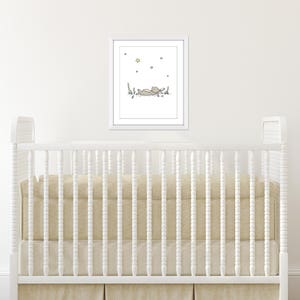 Bunny Star Gazer Nursery Art Star Nursery Illustration Neutral Nursery Art Print image 4