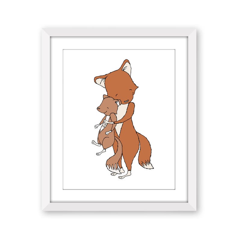 Badger Mama and Baby Kids Wall Art Woodland Art Children Art Print Badger Mama and Baby Hugs Woodland Nursery Art