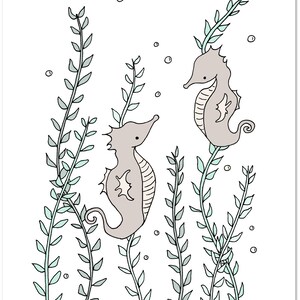 Printable Nursery Art Seahorses Digital Download Ocean Animals Under ...